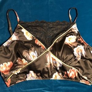 Free People Noblesse Oblige 2X black floral bra top crop cami
